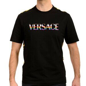 Versace Men's Barocco Pride Print Multi-Color Short Sleeve T-Shirt US XS IT 46